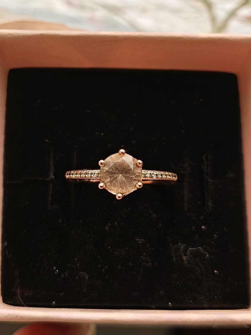 Pandora Rose Gold Ring with Pink and Clear Stones